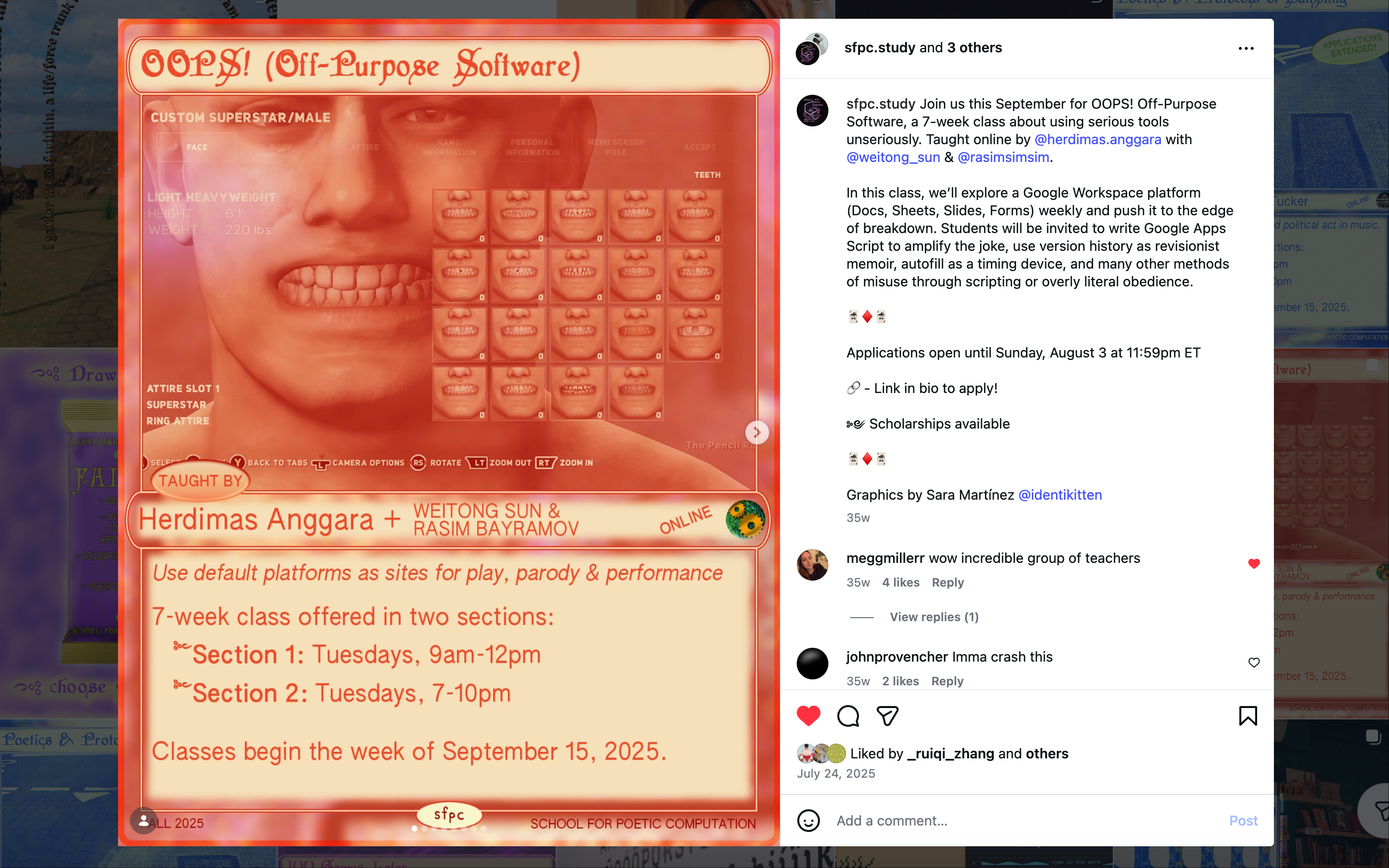 OOPS! course announcement — SFPC Fall 2025