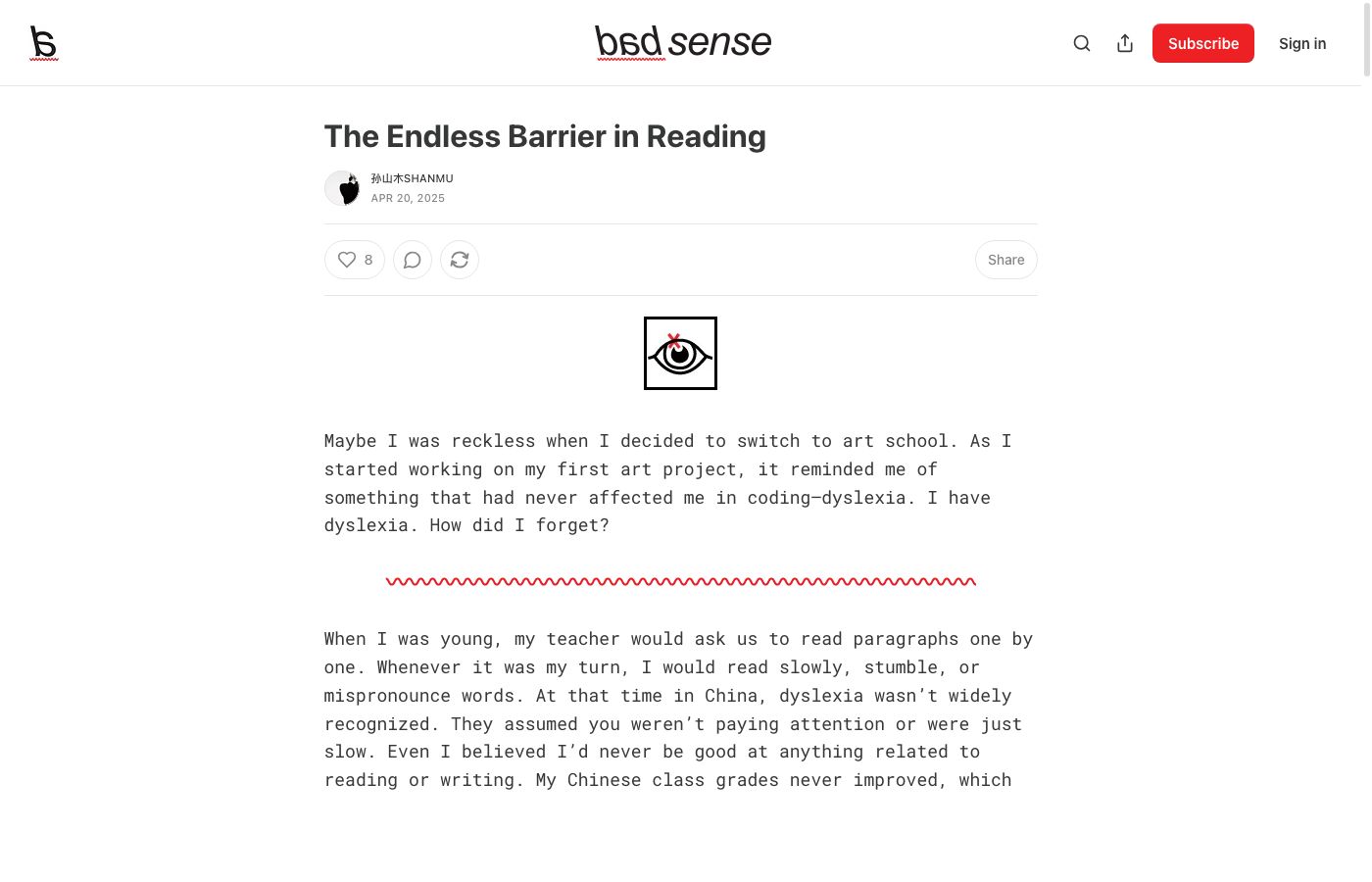 The Endless Barrier in Reading — Bad Sense